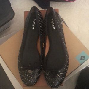 Coach black studded flats